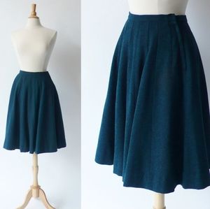Vintage | Wool Teal Green Blue Circle Skirt